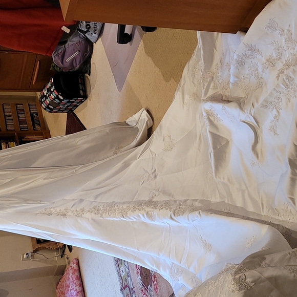 Wedding dress full chapel train 4 pcs beaded applique embroidery strapless - Picture 16 of 17